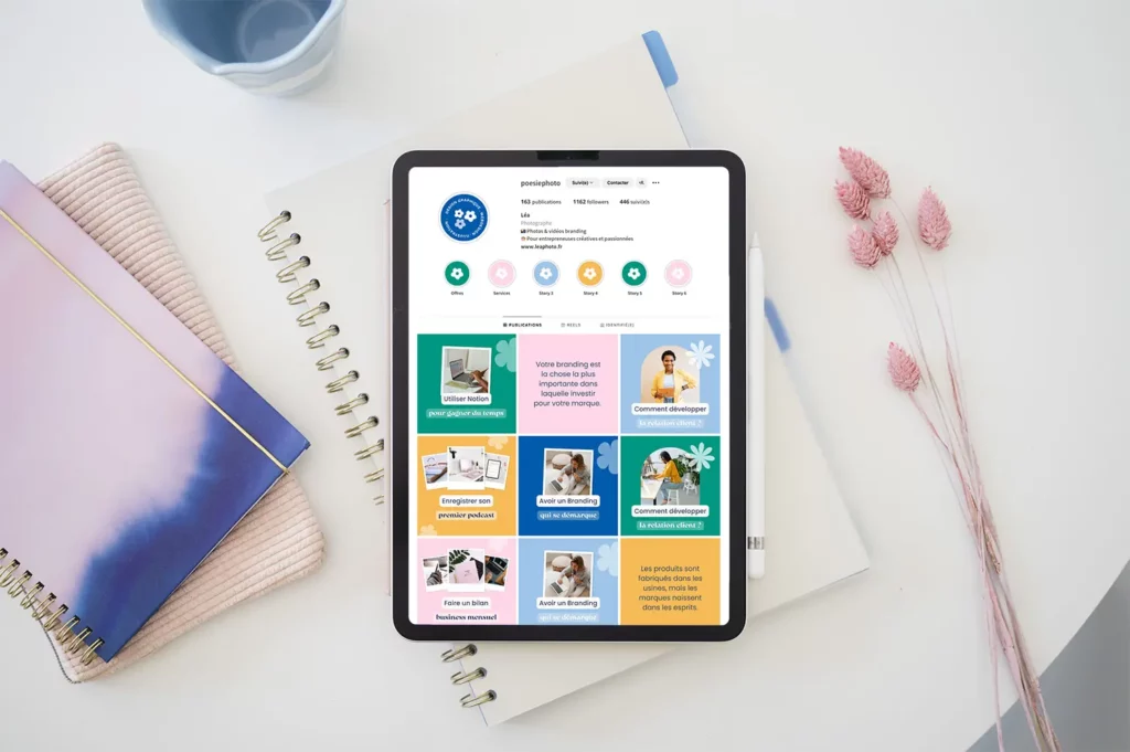 Création de feed instagram et modèles de posts pour Instagram par Julie Goudier