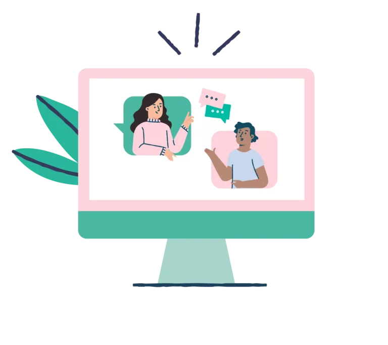 Pictogramme illustration - Visio écran ordinateur - Créé par Julie Goudier, Illustratrice Freelance Nantes