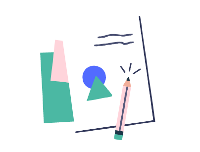 Pictogramme illustration identité visuelle avec un papier et un crayon - Illustré par Julie Goudier pour son identité visuelle