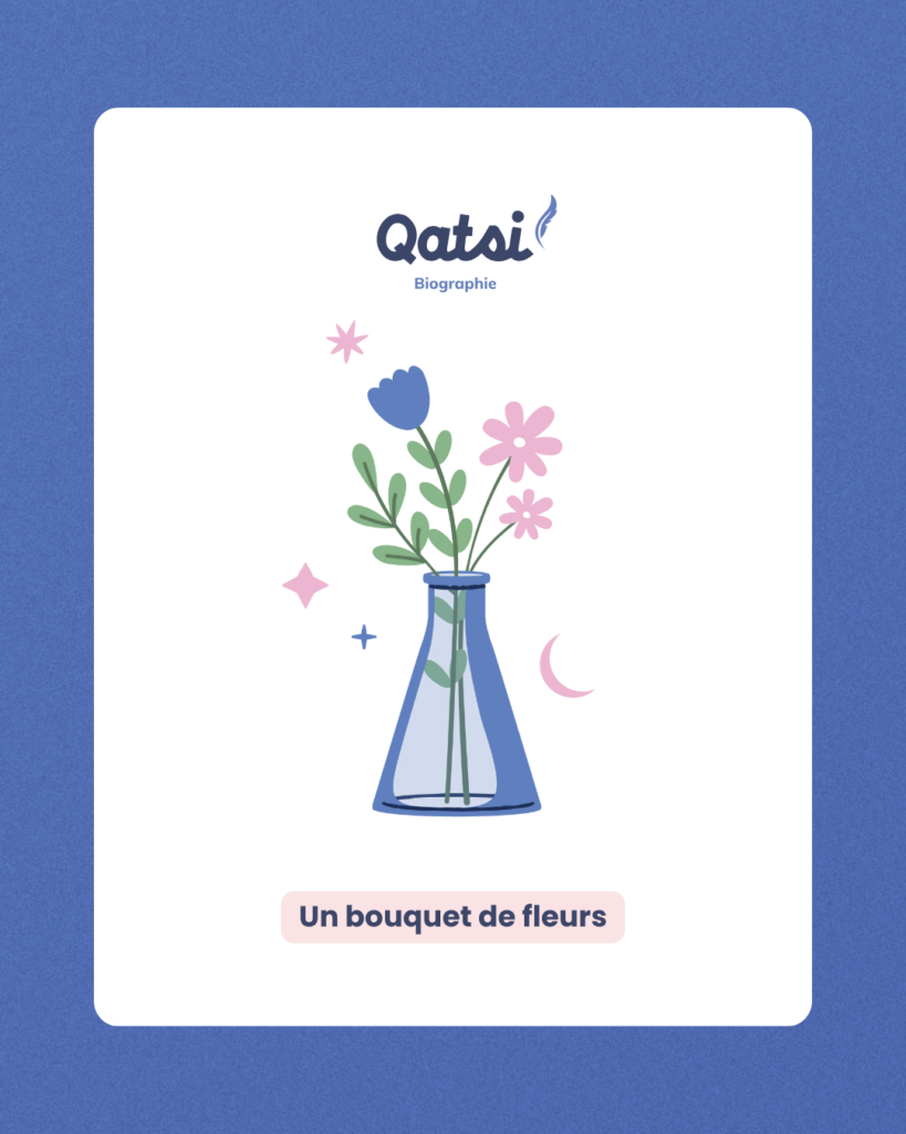 Illustration vase fleurs créée par Julie Goudier pour l'identité visuelle de Qatsi de l'entreprise Qatsi Rédaction web