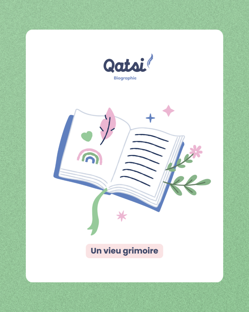 Illustration livre créée par Julie Goudier pour l'identité visuelle de Qatsi de l'entreprise Qatsi Rédaction web