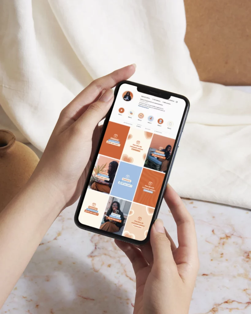Feed Instagram créé par Julie Goudier pour l'identité visuelle de Solene Mizele de Moondo communication