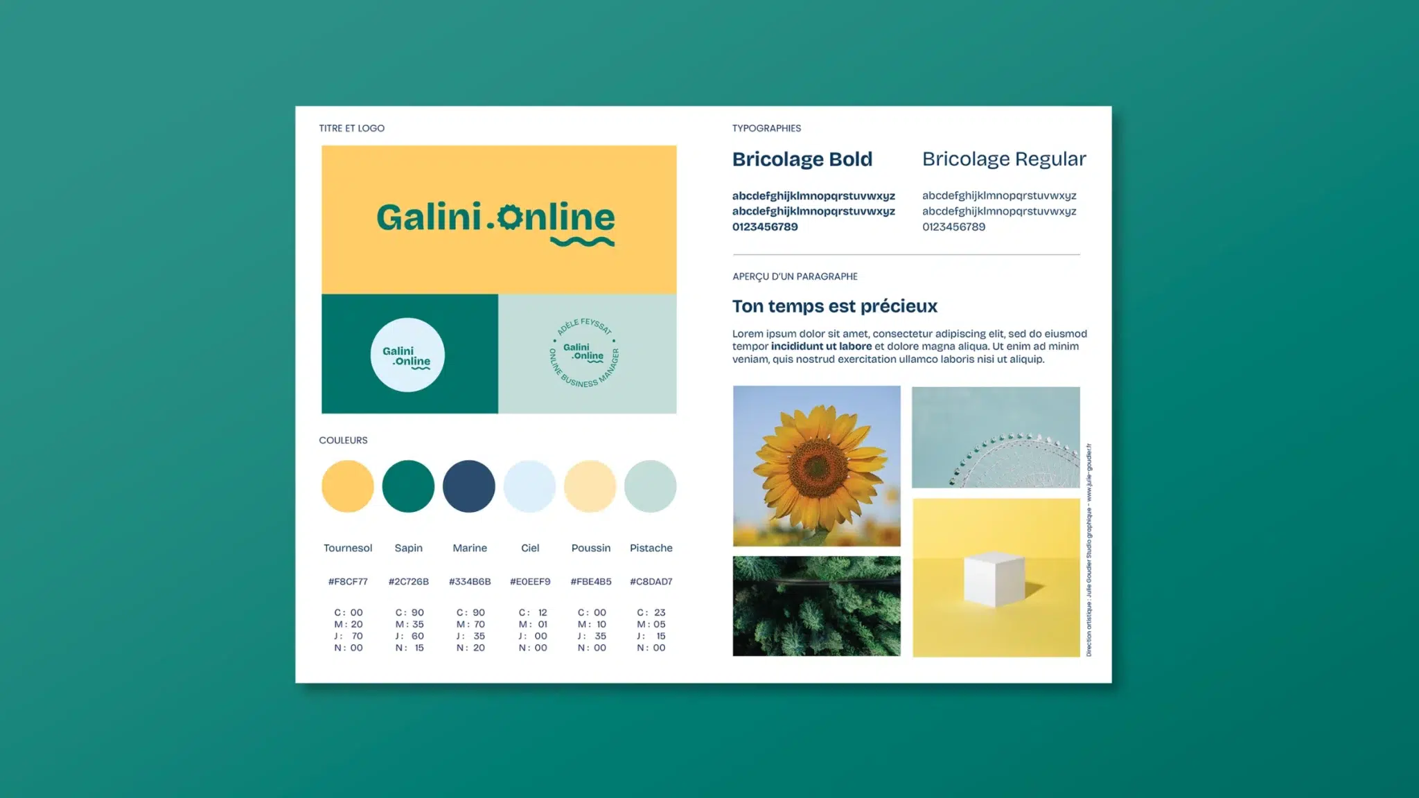 Brandboard créé par Julie Goudier pour Adèle Feyssat de Galini Online