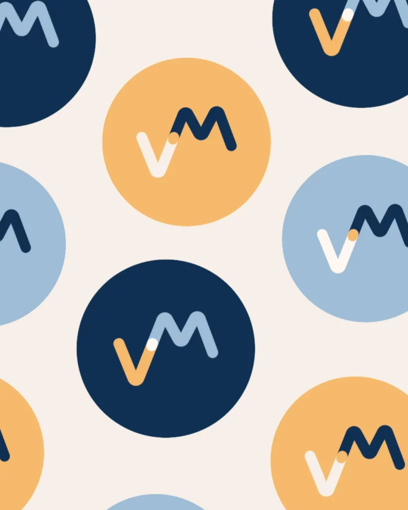 Fond motif logo créé par Julie Goudier pour l'identité visuelle de Valentin Montmaurs de l'entreprise VMontmaurs